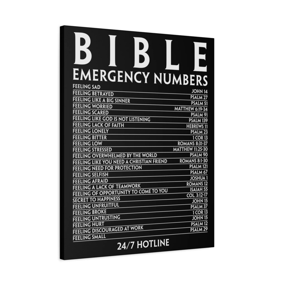 Scripture Walls Bible Emergency Hotline Numbers Bible Verse Canvas Unframed